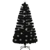 vidaXL Kerstboom met LED-sneeuwvlokken 120 cm glasvezel zwart