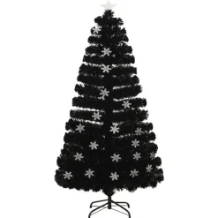 vidaXL Kerstboom met LED-sneeuwvlokken 120 cm glasvezel zwart
