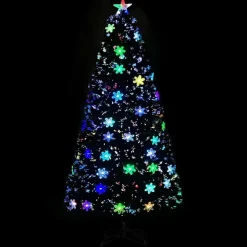 vidaXL Kerstboom met LED-sneeuwvlokken 120 cm glasvezel zwart