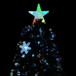 vidaXL Kerstboom met LED-sneeuwvlokken 120 cm glasvezel zwart