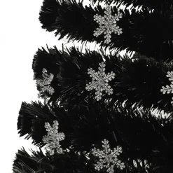 vidaXL Kerstboom met LED-sneeuwvlokken 120 cm glasvezel zwart