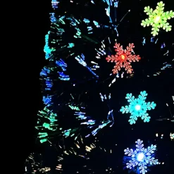 vidaXL Kerstboom met LED-sneeuwvlokken 120 cm glasvezel zwart