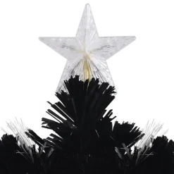 vidaXL Kerstboom met LED-sneeuwvlokken 120 cm glasvezel zwart