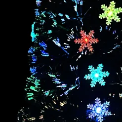 vidaXL Kerstboom met LED-sneeuwvlokken 210 cm glasvezel zwart