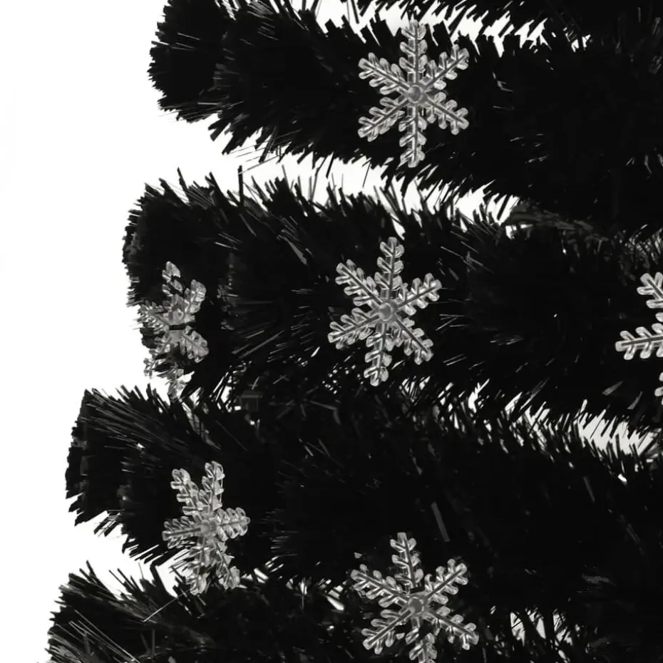 vidaXL Kerstboom met LED-sneeuwvlokken 210 cm glasvezel zwart