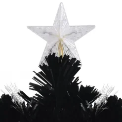 vidaXL Kerstboom met LED-sneeuwvlokken 210 cm glasvezel zwart