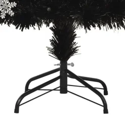vidaXL Kerstboom met LED-sneeuwvlokken 210 cm glasvezel zwart