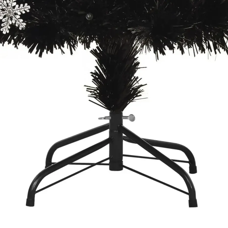 vidaXL Kerstboom met LED-sneeuwvlokken 210 cm glasvezel zwart