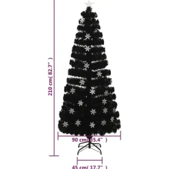 vidaXL Kerstboom met LED-sneeuwvlokken 210 cm glasvezel zwart