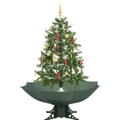 vidaXL Kerstboom sneeuwend met paraplubasis 140 cm groen