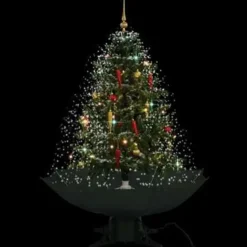 vidaXL Kerstboom sneeuwend met paraplubasis 140 cm groen