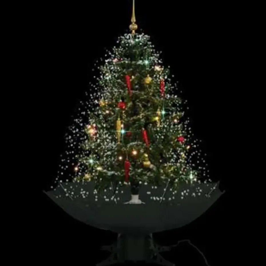 vidaXL Kerstboom sneeuwend met paraplubasis 140 cm groen