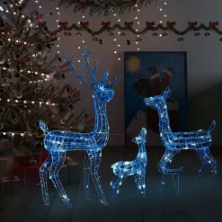 vidaXL Kerstversiering rendierfamilie 300 LED's blauw acryl