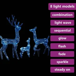 vidaXL Kerstversiering rendierfamilie 300 LED's blauw acryl