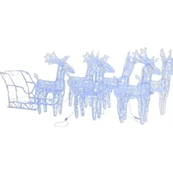 vidaXL Kerstversiering rendieren en slee 320 LED's acryl