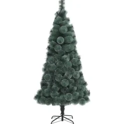 vidaXL Kunstkerstboom met standaard 210 cm PET groen