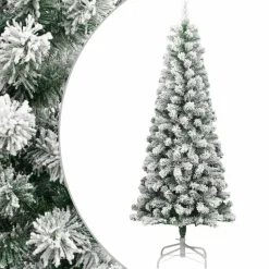 vidaXL Kunstkerstboom met scharnieren en sneeuw 240 cm