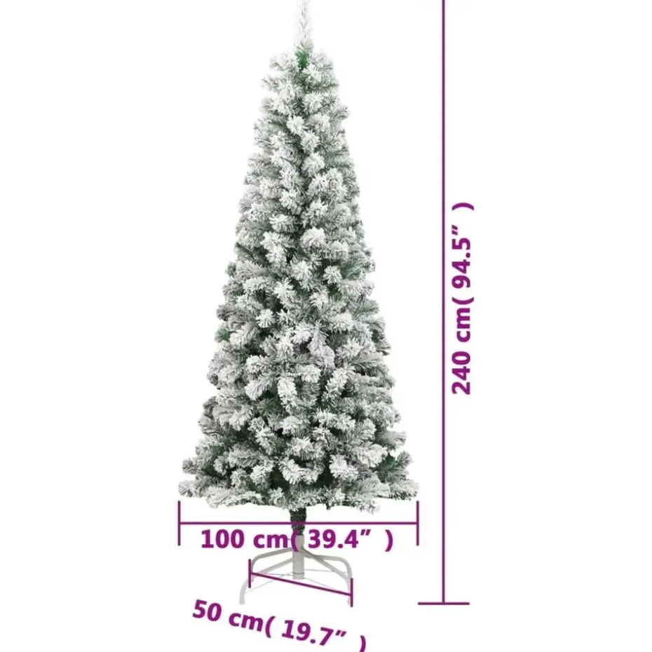 vidaXL Kunstkerstboom met scharnieren en sneeuw 240 cm