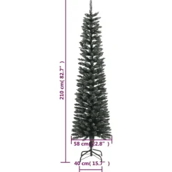 vidaXL Kunstkerstboom met standaard smal 210 cm PVC groen