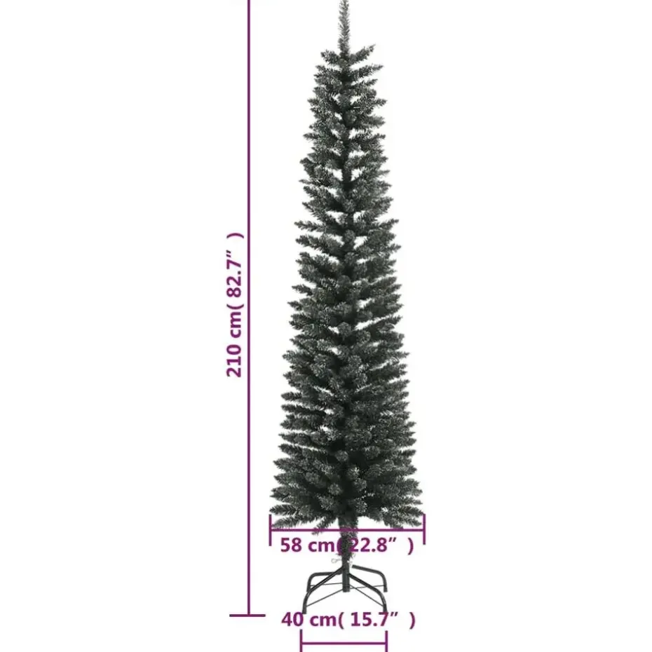 vidaXL Kunstkerstboom met standaard smal 210 cm PVC groen