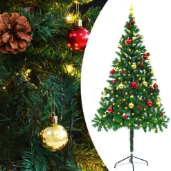vidaXL Kunstkerstboom met verlichting en kerstballen 180 cm groen