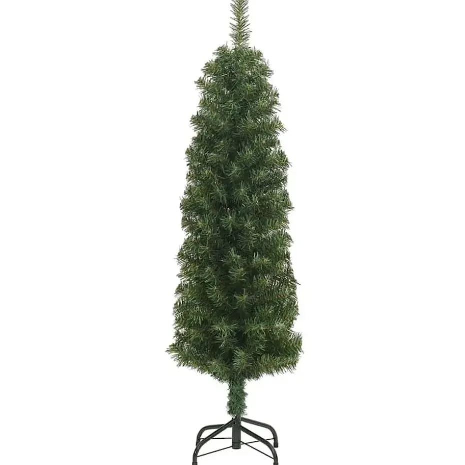 vidaXL Kunstkerstboom met standaard smal 120 cm PVC groen