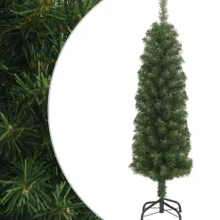 vidaXL Kunstkerstboom met standaard smal 120 cm PVC groen