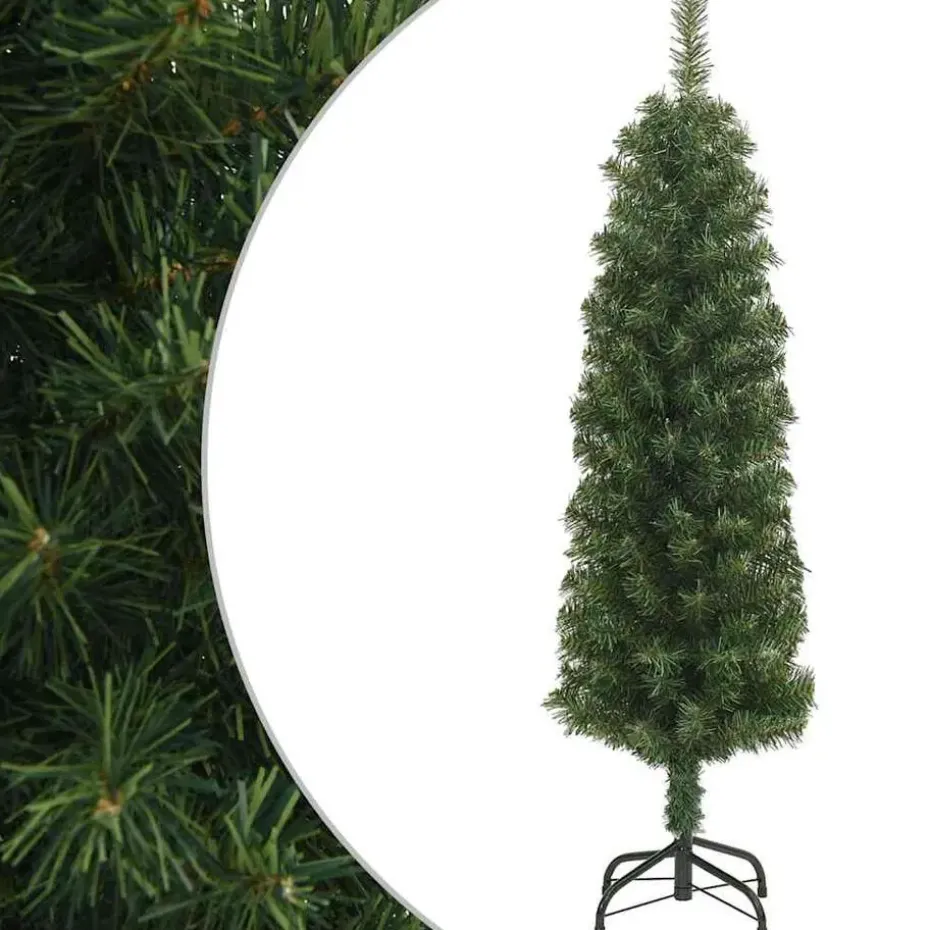 vidaXL Kunstkerstboom met standaard smal 120 cm PVC groen