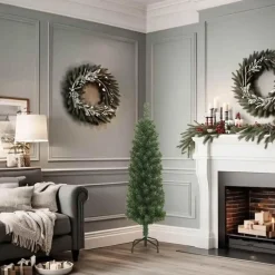 vidaXL Kunstkerstboom met standaard smal 120 cm PVC groen