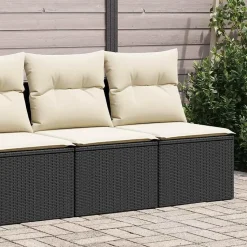 vidaXL Loungebank 2 zits met crème kussens en salontafel - Zwart 110x62x69 cm