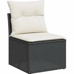 vidaXL Loungebank 2 zits met crème kussens en salontafel - Zwart 110x62x69 cm