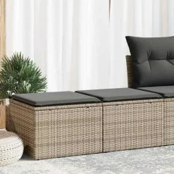 vidaXL Loungebank 2 zits met kussens poly rattan - Grijs krukken 110x55x37 cm