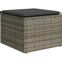 vidaXL Loungebank 2 zits met kussens poly rattan - Grijs krukken 110x55x37 cm