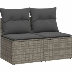 vidaXL Loungebank 2 zits met kussens poly rattan - Grijs 110x62x69 cm