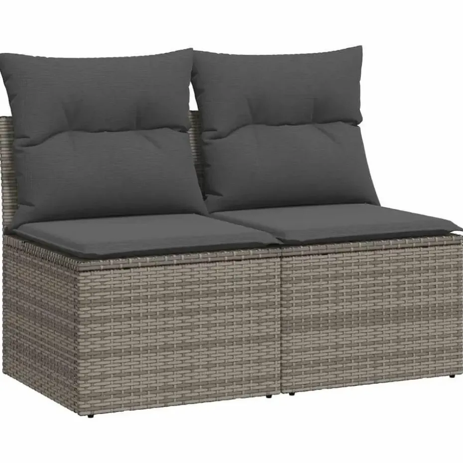 vidaXL Loungebank 2 zits met kussens poly rattan - Grijs 110x62x69 cm
