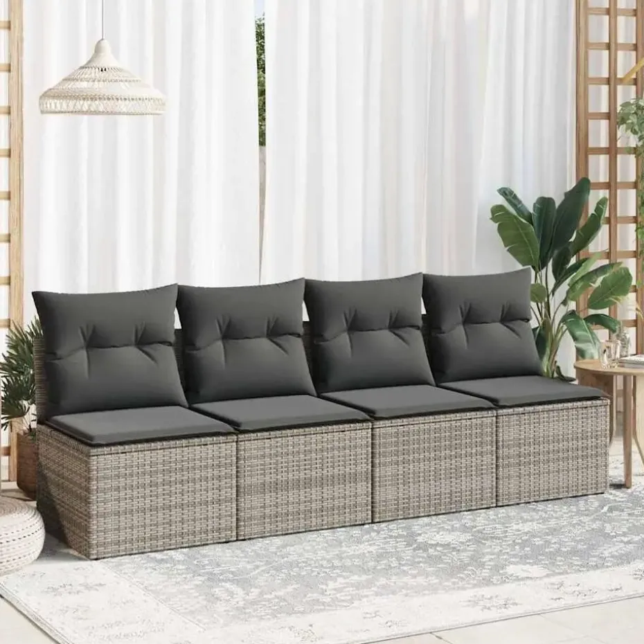 vidaXL Loungebank 2 zits met kussens poly rattan - Grijs 110x62x69 cm