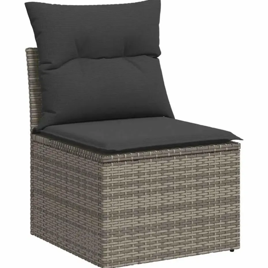 vidaXL Loungebank 2 zits met kussens poly rattan - Grijs 110x62x69 cm