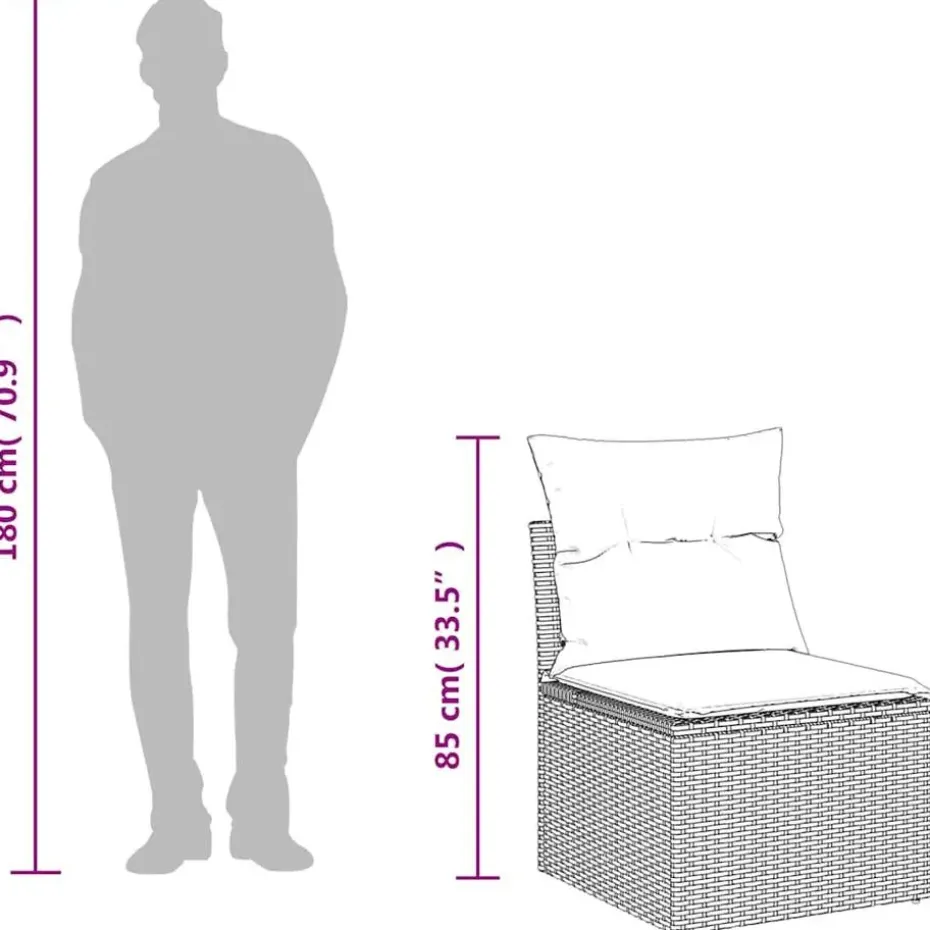 vidaXL Loungebank 2 zits met kussens poly rattan - Grijs 110x62x69 cm