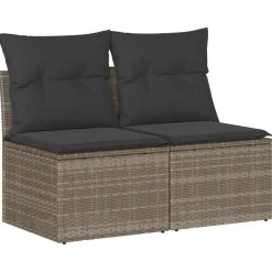 vidaXL Loungebank 2 zits met kussens poly rattan - Grijs - 110x62x69 cm