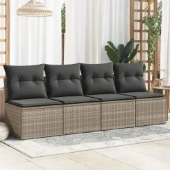vidaXL Loungebank 2 zits met kussens poly rattan - Grijs - 110x62x69 cm