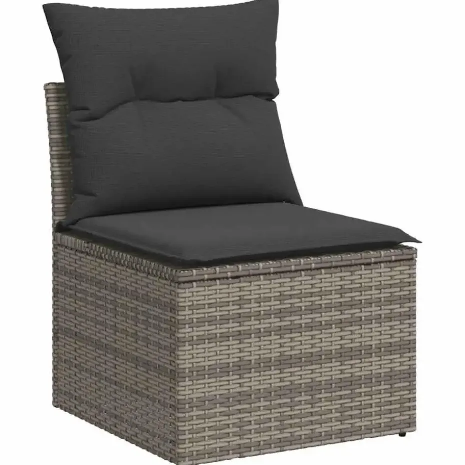 vidaXL Loungebank 2 zits met kussens poly rattan - Grijs - 110x62x69 cm