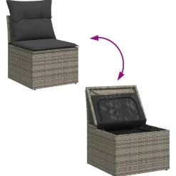 vidaXL Loungebank 2 zits met kussens poly rattan - Grijs - 110x62x69 cm