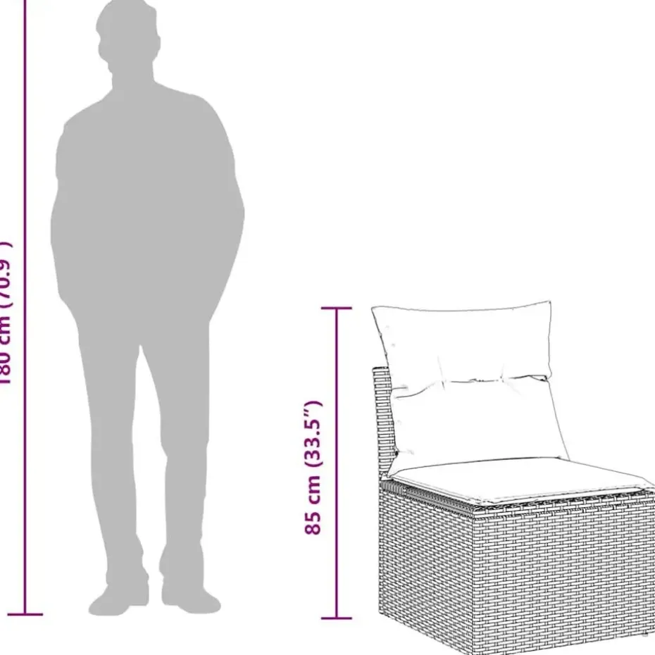 vidaXL Loungebank 2 zits met kussens poly rattan - Grijs - 110x62x69 cm