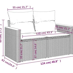 vidaXL Loungeset met 8 kussens en hout armsteun & salontafel - Grijs - 9 stuks