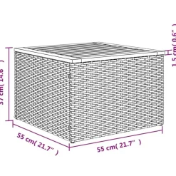 vidaXL Loungeset met 8 kussens en hout armsteun & salontafel - Grijs - 9 stuks