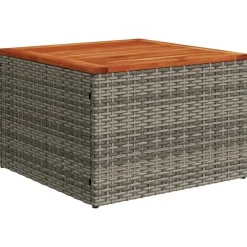 vidaXL Loungeset met 8 kussens en hout armsteun & salontafel - Grijs - 9 stuks