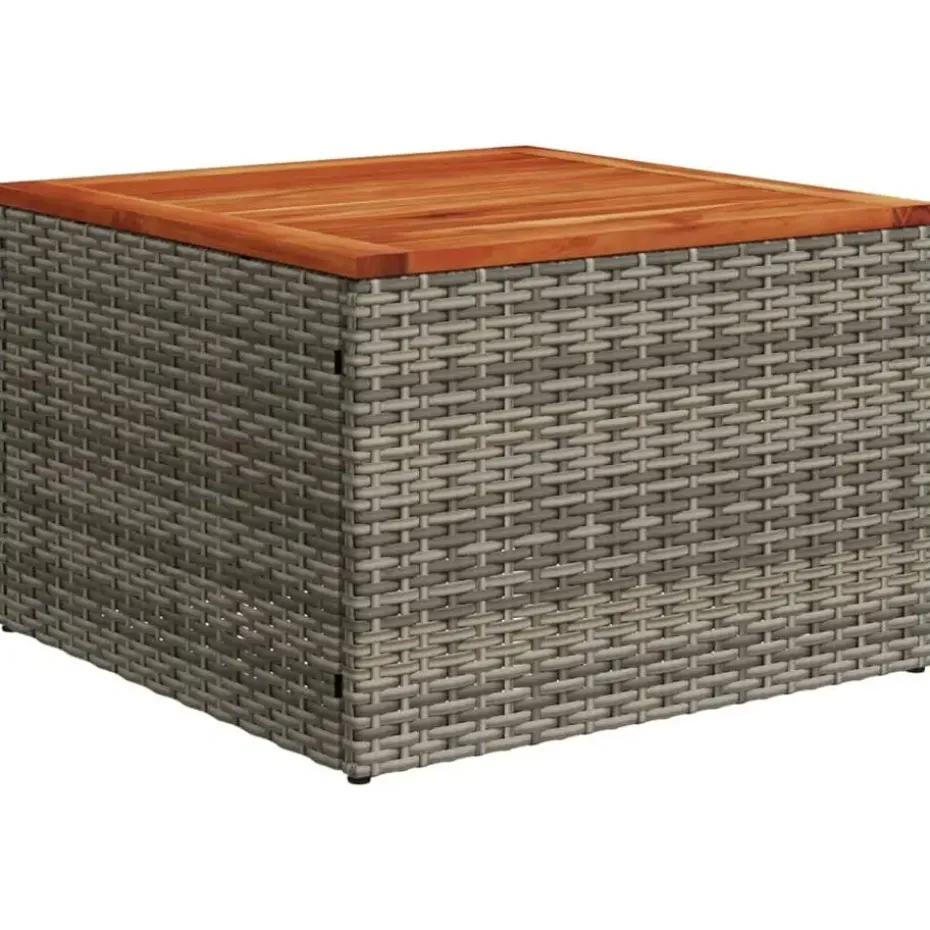 vidaXL Loungeset met 8 kussens en hout armsteun & salontafel - Grijs - 9 stuks