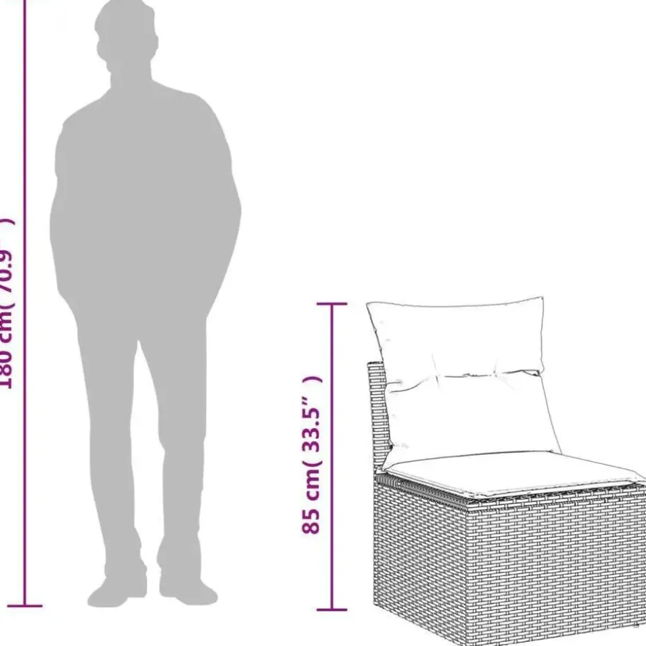 vidaXL Loungeset met 11 kussens en hout armsteun - Grijs - 10 stuks
