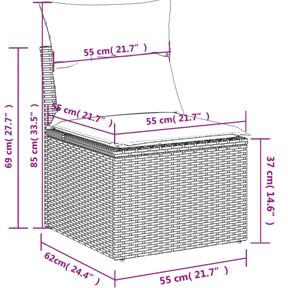 vidaXL Loungeset met 11 kussens en hout armsteun - Grijs - 10 stuks