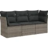 vidaXL Loungeset met kussens - set van 3 - Grijs - Poly Rattan - 179x62x69 cm